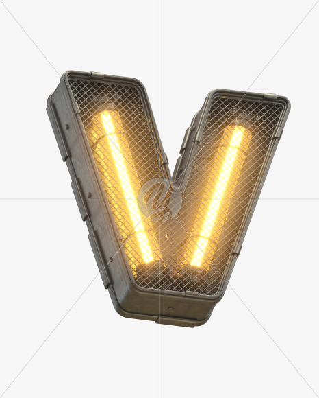 Letter V from Futuristic Yellow Light Font on Yellow Images Creative Fonts - S30408