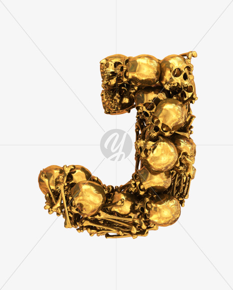 J goldskull from Golden Skull Font on Yellow Images Creative Fonts - S30438