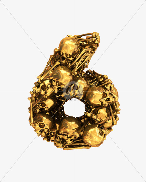 6 goldskull from Golden Skull Font on Yellow Images Creative Fonts - S30460