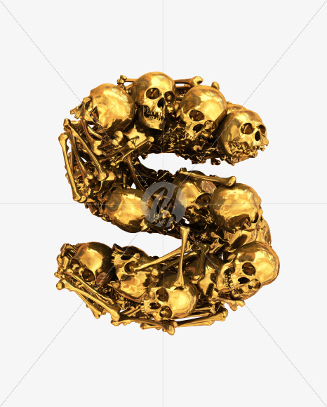 S goldskull from Golden Skull Font on Yellow Images Creative Fonts - S30447