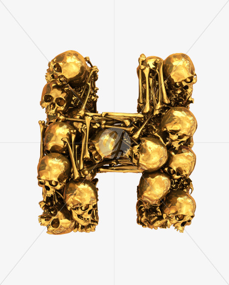 H goldskull from Golden Skull Font on Yellow Images Creative Fonts - S30436