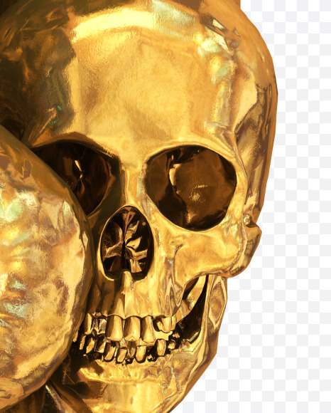 B goldskull from Golden Skull Font on Yellow Images Creative Fonts - S30430