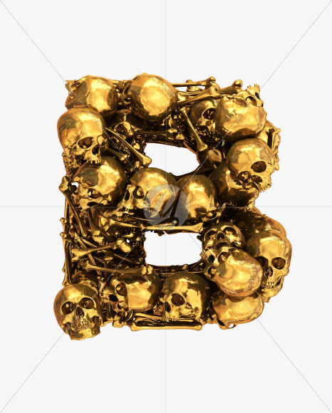 B goldskull from Golden Skull Font on Yellow Images Creative Fonts - S30430