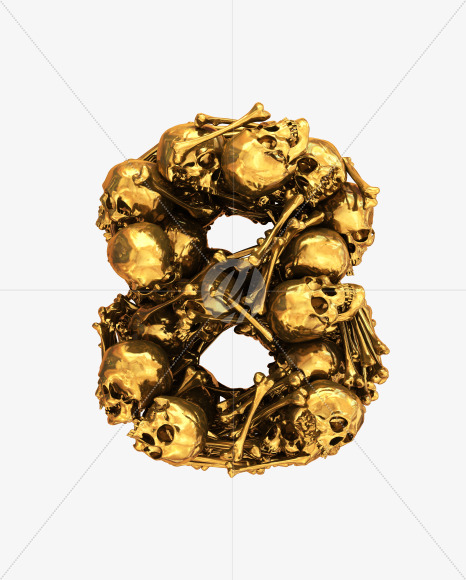 8 goldskull from Golden Skull Font on Yellow Images Creative Fonts - S30462