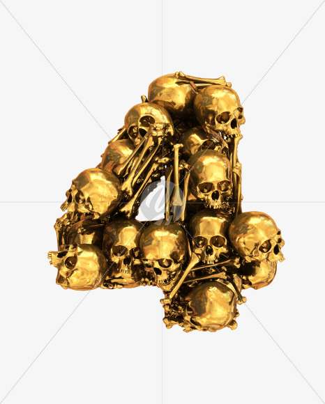 4 goldskull from Golden Skull Font on Yellow Images Creative Fonts - S30458