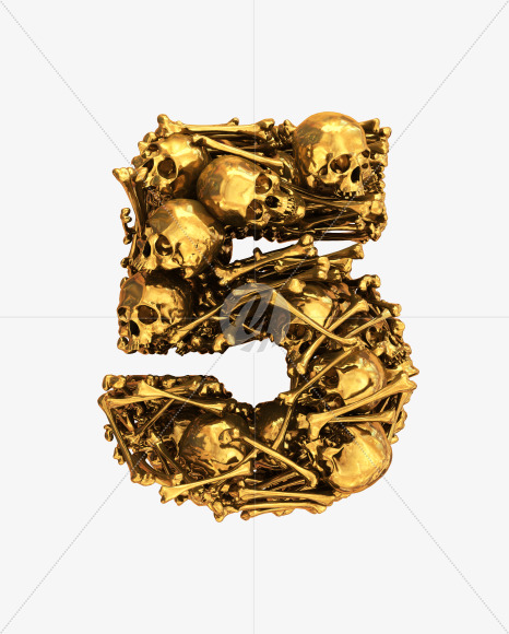 5 goldskull from Golden Skull Font on Yellow Images Creative Fonts - S30459