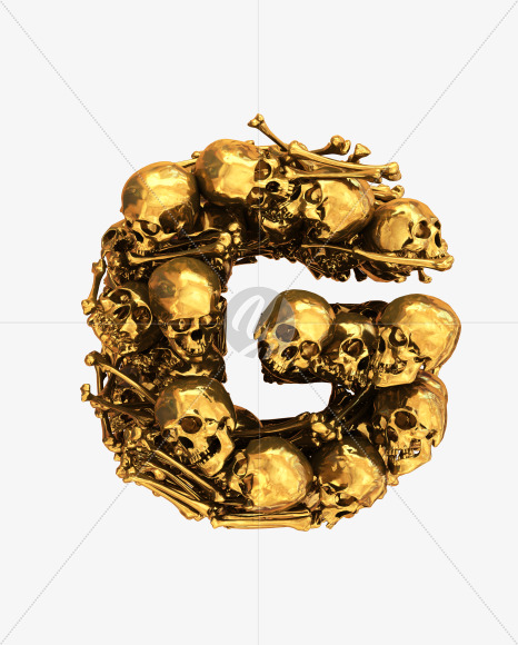 G goldskull from Golden Skull Font on Yellow Images Creative Fonts - S30435