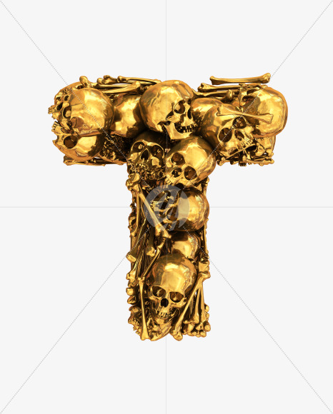 T goldskull from Golden Skull Font on Yellow Images Creative Fonts - S30448