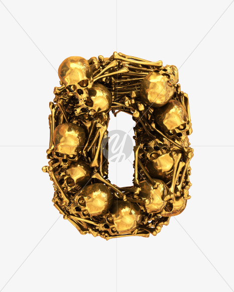 0 goldskull from Golden Skull Font on Yellow Images Creative Fonts - S30464