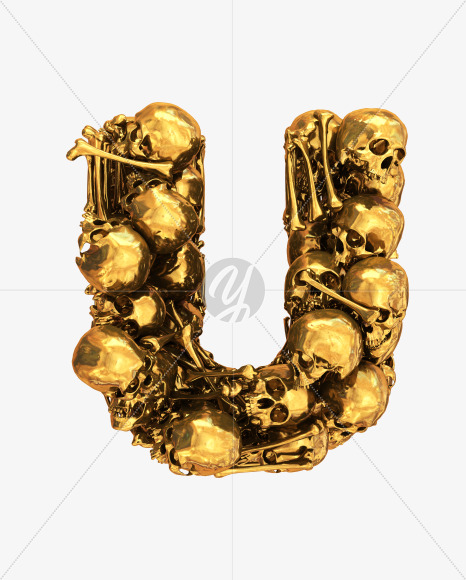 U goldskull from Golden Skull Font on Yellow Images Creative Fonts - S30449