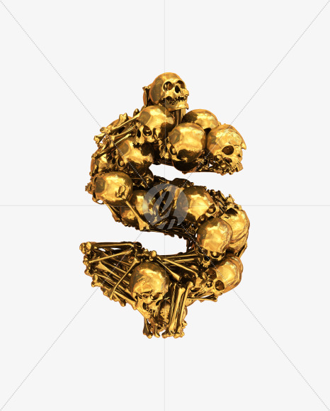 $ goldskull from Golden Skull Font on Yellow Images Creative Fonts - S30466