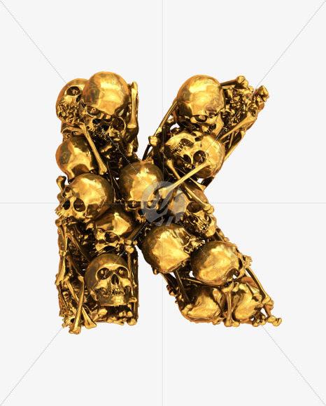 K goldskull from Golden Skull Font on Yellow Images Creative Fonts - S30439