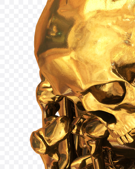 C goldskull from Golden Skull Font on Yellow Images Creative Fonts - S30431