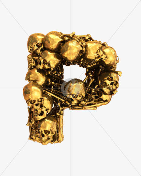 P goldskull from Golden Skull Font on Yellow Images Creative Fonts - S30444