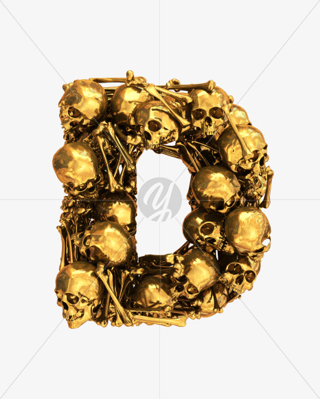 D goldskull from Golden Skull Font on Yellow Images Creative Fonts - S30432