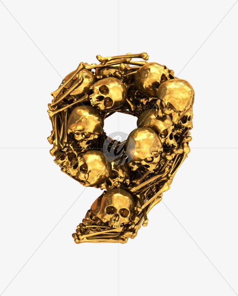 9 goldskull from Golden Skull Font on Yellow Images Creative Fonts - S30463