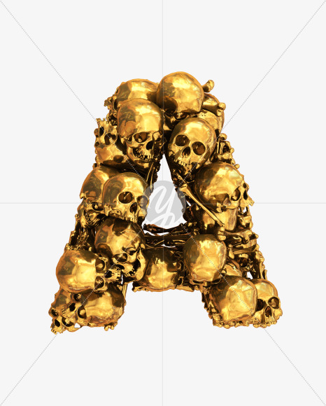 A goldskull from Golden Skull Font on Yellow Images Creative Fonts - S30429