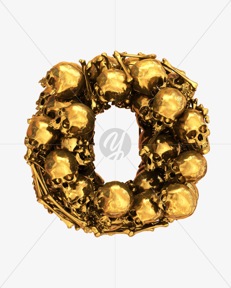 O goldskull from Golden Skull Font on Yellow Images Creative Fonts - S30443