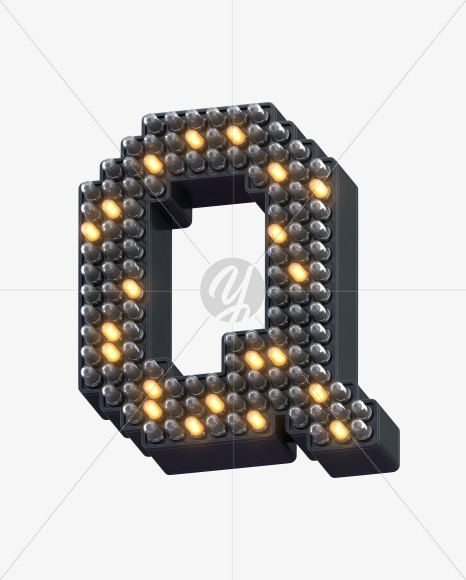 Q ledlight from Info LED Font on Yellow Images Creative Fonts - S30557