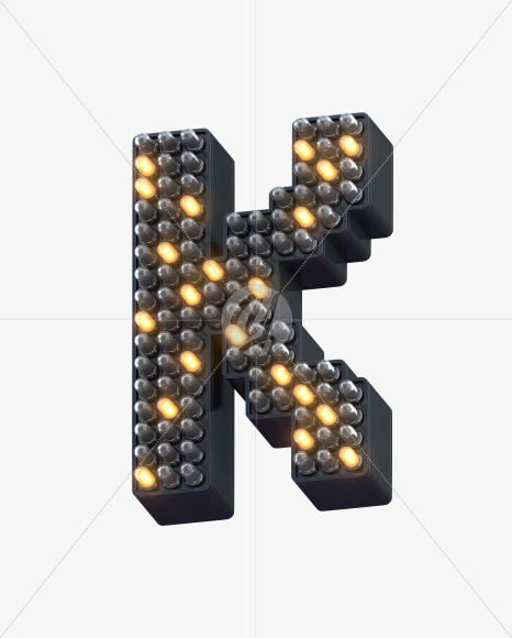 K ledlight from Info LED Font on Yellow Images Creative Fonts - S30551