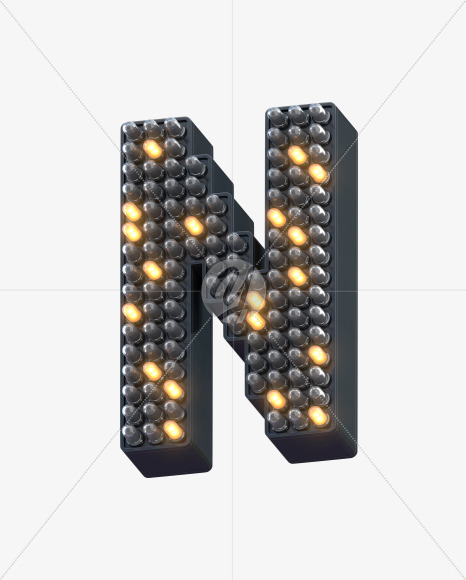 N ledlight from Info LED Font on Yellow Images Creative Fonts - S30554