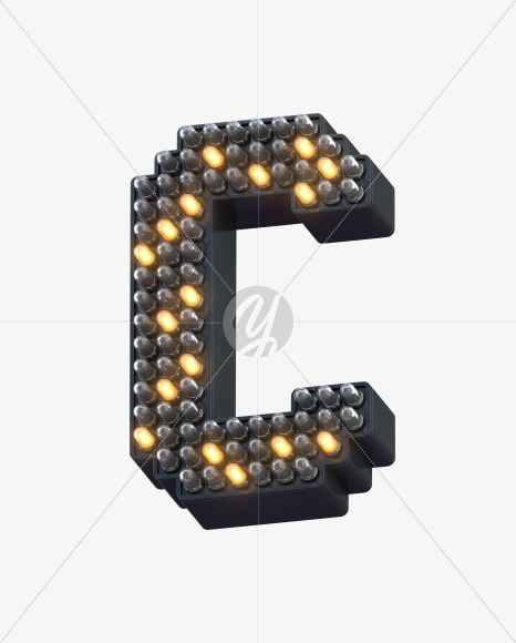 C ledlight from Info LED Font on Yellow Images Creative Fonts - S30543