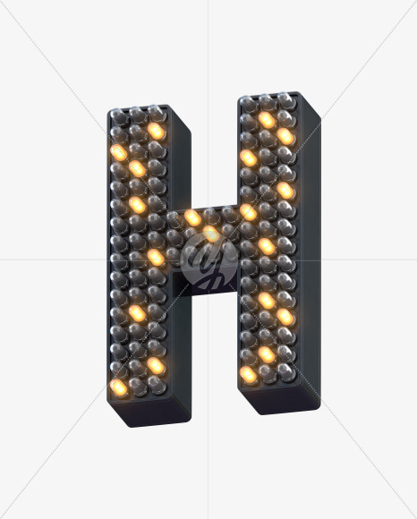 H ledlight from Info LED Font on Yellow Images Creative Fonts - S30548