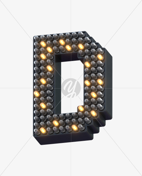 D ledlight from Info LED Font on Yellow Images Creative Fonts - S30544