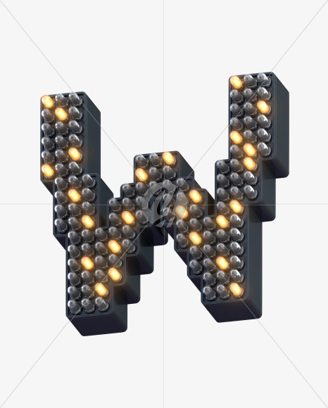 W ledlight from Info LED Font on Yellow Images Creative Fonts - S30563