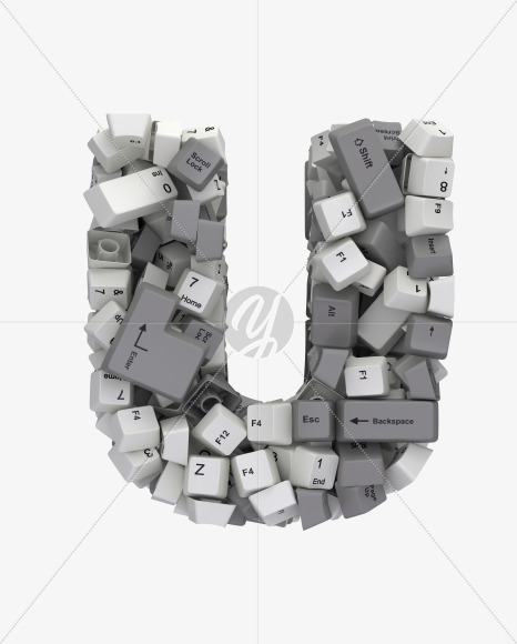 U white keyboard from Keyboard Button Font on Yellow Images Creative Fonts - S30646