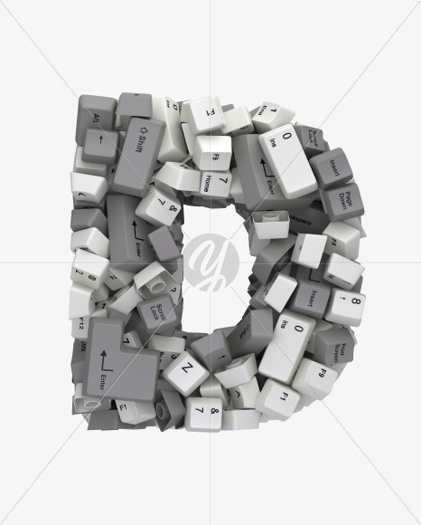 D white keyboard from Keyboard Button Font on Yellow Images Creative Fonts - S30629