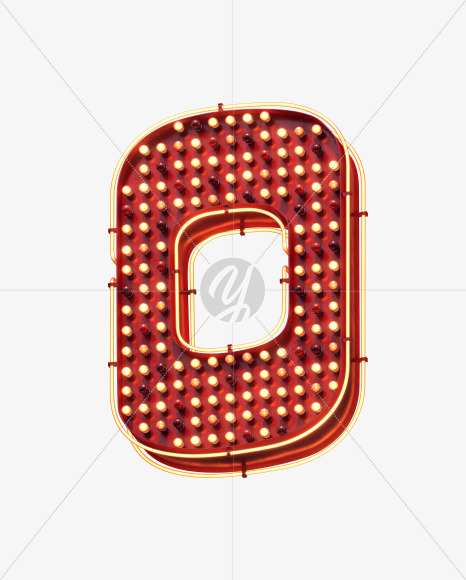 Letter O from Lamp Neon Signboard Font on Yellow Images Creative Fonts - S30681