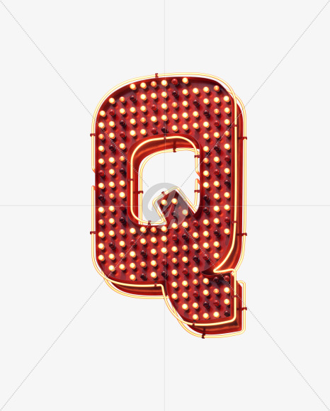 Letter Q from Lamp Neon Signboard Font on Yellow Images Creative Fonts - S30683