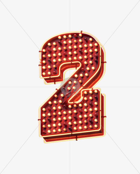 2 from Lamp Neon Signboard Font on Yellow Images Creative Fonts - S30694