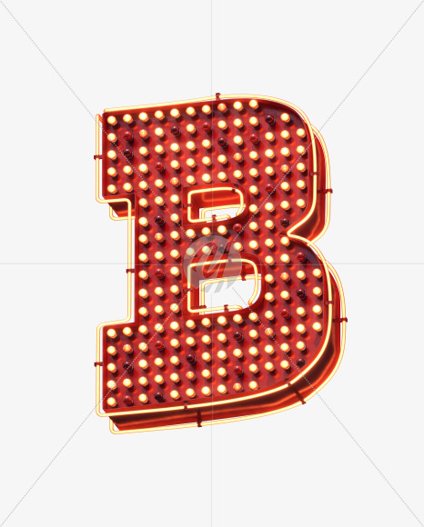 Letter B from Lamp Neon Signboard Font on Yellow Images Creative Fonts - S30668