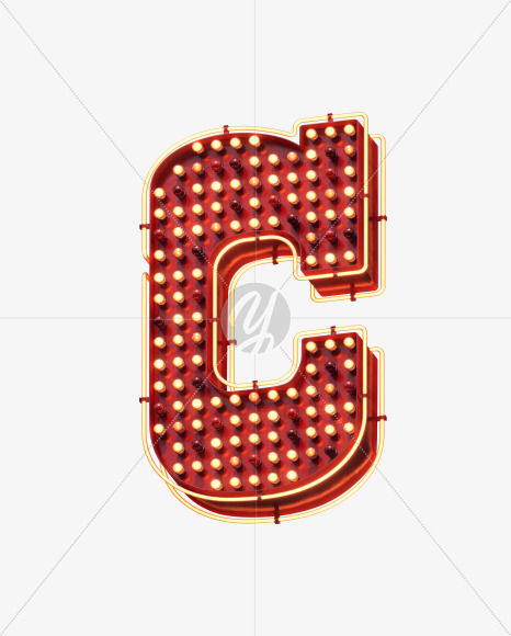 Letter C from Lamp Neon Signboard Font on Yellow Images Creative Fonts - S30669