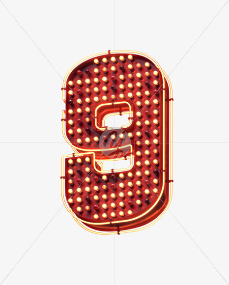 9 from Lamp Neon Signboard Font on Yellow Images Creative Fonts - S30701