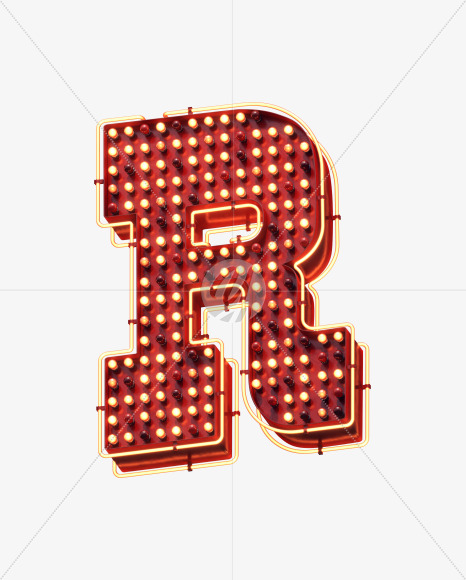 Letter R from Lamp Neon Signboard Font on Yellow Images Creative Fonts - S30684