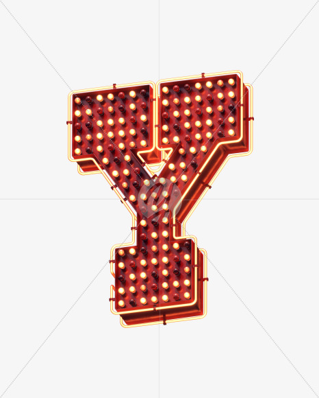 Letter Y from Lamp Neon Signboard Font on Yellow Images Creative Fonts - S30691