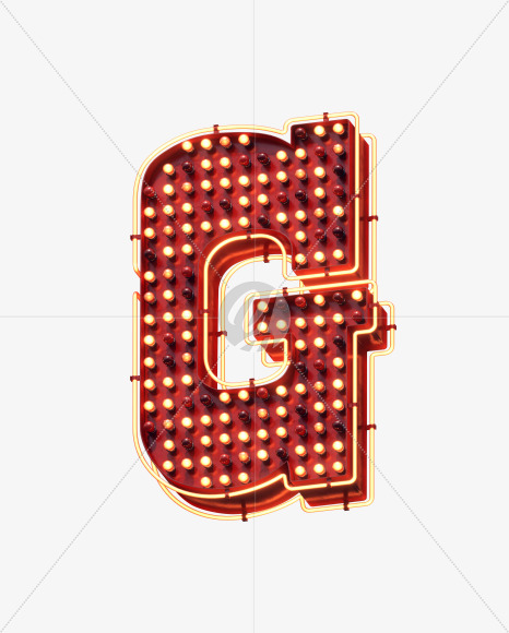 Letter G from Lamp Neon Signboard Font on Yellow Images Creative Fonts - S30673