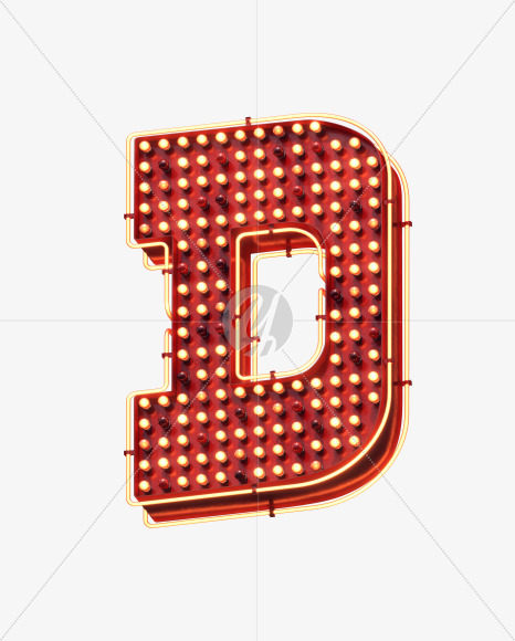 Letter D from Lamp Neon Signboard Font on Yellow Images Creative Fonts - S30670