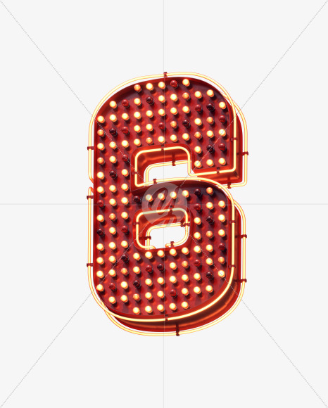 6 from Lamp Neon Signboard Font on Yellow Images Creative Fonts - S30698