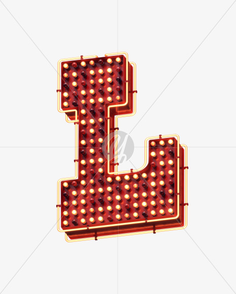 Letter L from Lamp Neon Signboard Font on Yellow Images Creative Fonts - S30678