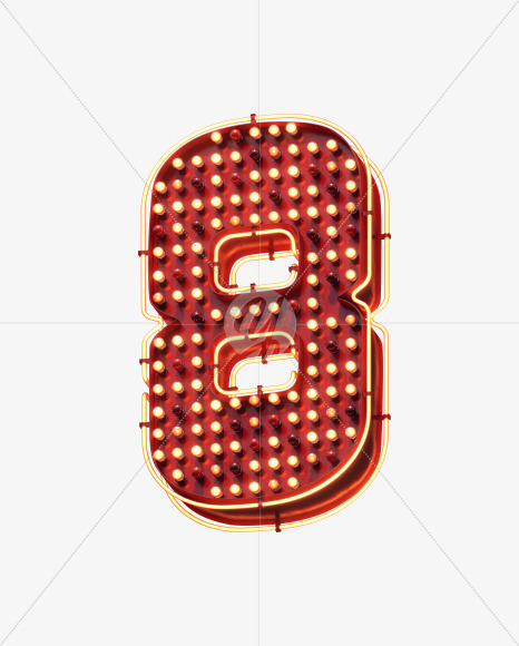 8 from Lamp Neon Signboard Font on Yellow Images Creative Fonts - S30700