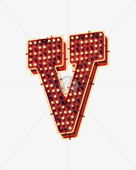 Letter V from Lamp Neon Signboard Font on Yellow Images Creative Fonts - S30688