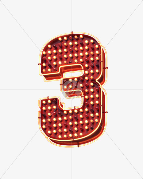 3 from Lamp Neon Signboard Font on Yellow Images Creative Fonts - S30695