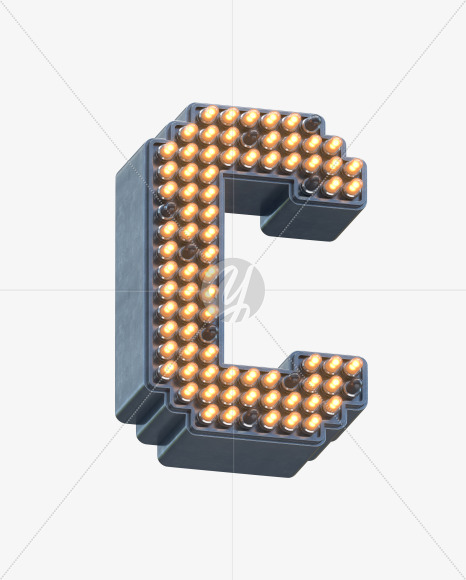 Letter C from LED Signal Font on Yellow Images Creative Fonts - S30779