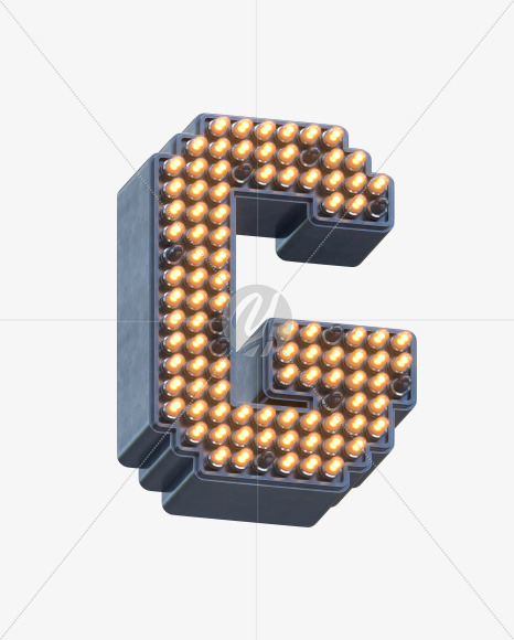 Letter G from LED Signal Font on Yellow Images Creative Fonts - S30783