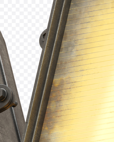 Letter V from Light Metal Board Font on Yellow Images Creative Fonts - S30885