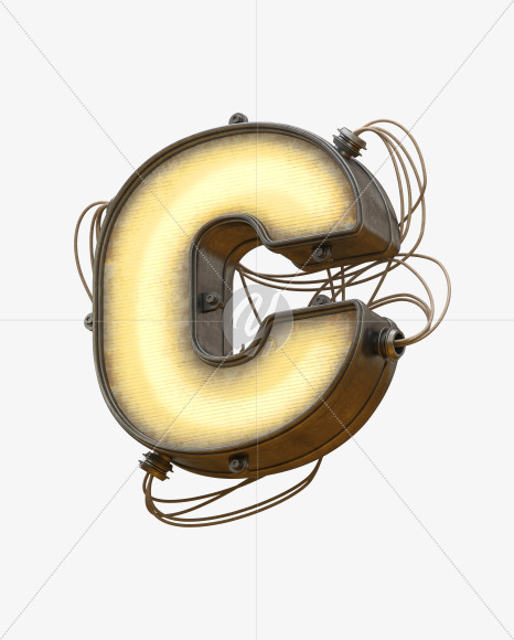 Letter C from Light Metal Board Font on Yellow Images Creative Fonts - S30866